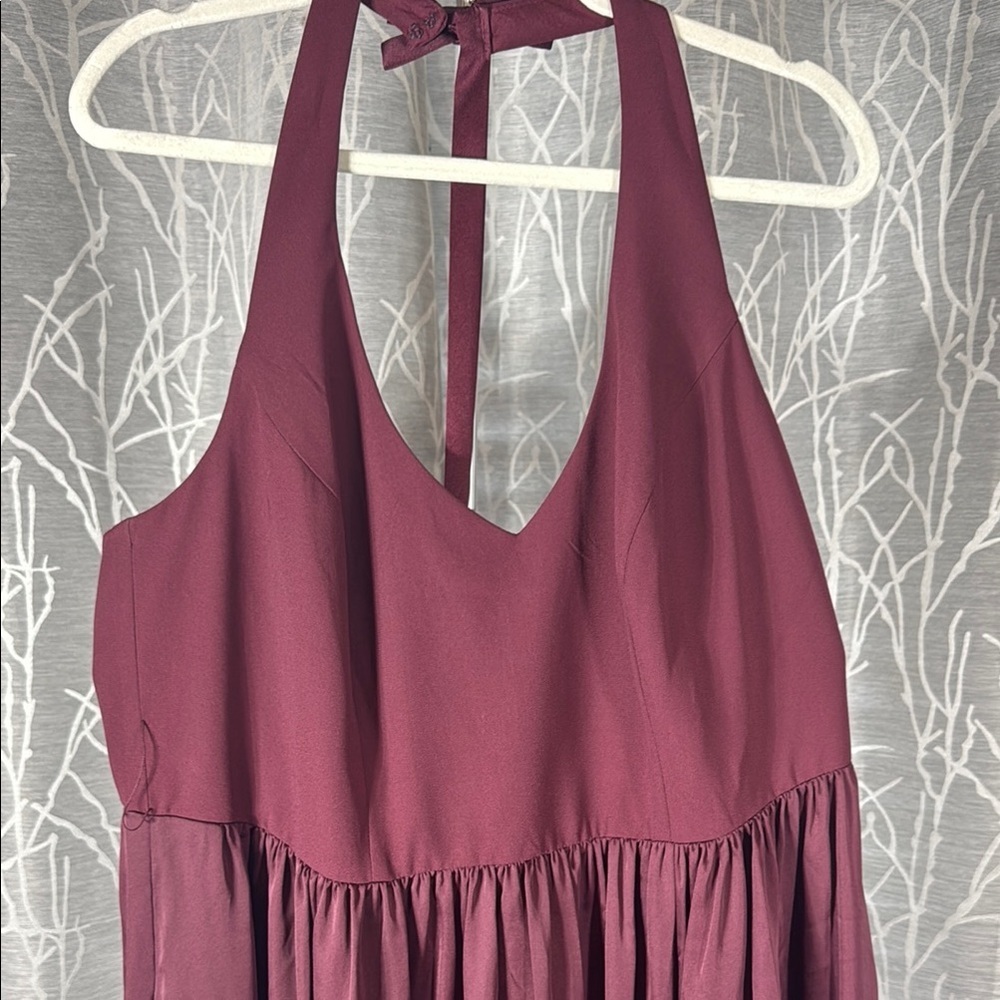 Vera Wang White Halter Maxi Dress Burgundy Size 18 NWT - Picture 4 of 8
